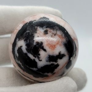 Pink Zebra Crystal Gemstone Sphere w/ Beautiful Black Stripped Pattern #C